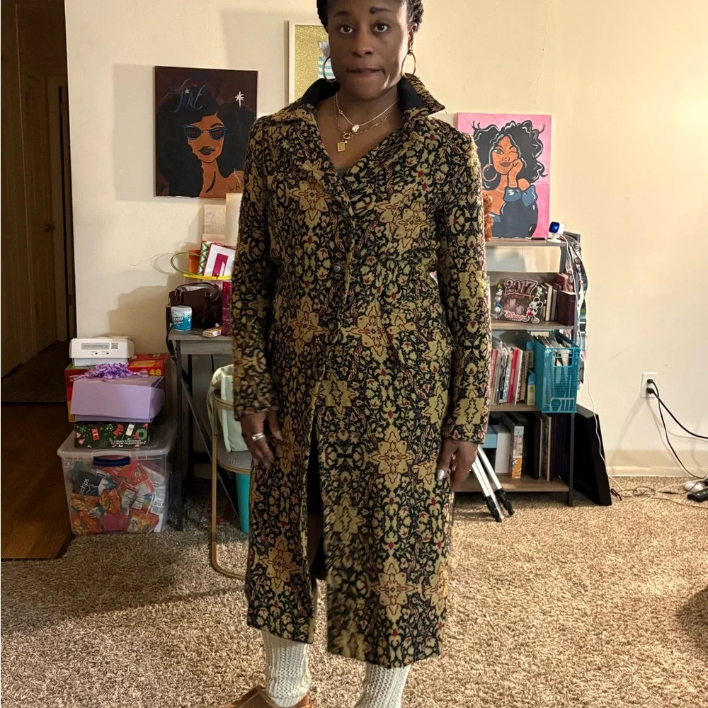 Free People Boho Tapestry Printed Long Coat | Oversized Festival Duster Jacket - Picture 5 of 10
